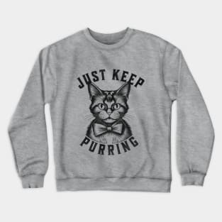 Cute Retro Cat Artwork Monochrome Feline Black and White design Crewneck Sweatshirt